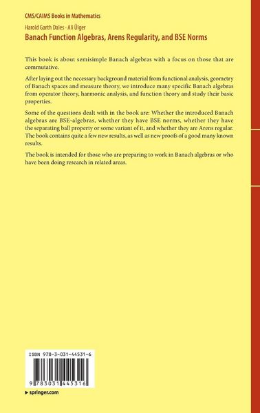 Produktbild: Banach Function Algebras, Arens Regularity, and BSE Norms