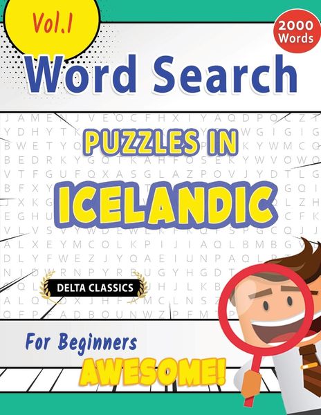 Produktbild: WORD SEARCH PUZZLES IN ICELANDIC FOR BEGINNERS - AWESOME! VOL.1 - DELTA CLASSICS