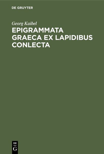 Produktbild: Epigrammata Graeca ex lapidibus conlecta