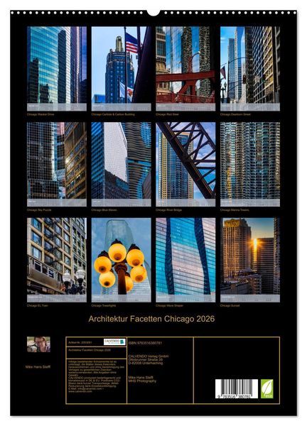 Produktbild: Architektur Facetten Chicago 2026 (hochwertiger Premium Wandkalender 2026 DIN A2 hoch), Kunstdruck in Hochglanz