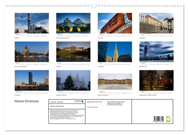 Produktbild: Wiener Eindr&uuml;cke (Wandkalender 2026 DIN A2 quer), CALVENDO Monatskalender