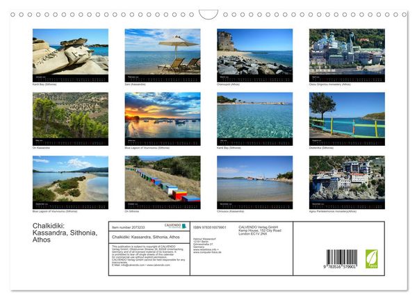 Produktbild: Chalkidiki: Kassandra, Sithonia, Athos (Wall Calendar 2026 DIN A3 landscape), CALVENDO 12 Month Wall Calendar