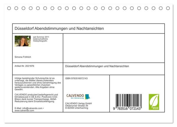 Produktbild: D&uuml;sseldorf Abendstimmungen und Nachtansichten (Tischkalender 2026 DIN A5 quer), CALVENDO Monatskalender