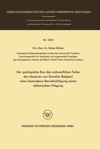 Produktbild: Der geologische Bau des s&uuml;dwestlichen Teiles des Massives von Stavelot (Belgien) unter besonderer Ber&uuml;cksichtigung seiner tektonischen Pr&auml;gung