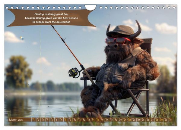 Produktbild: Funny charming animals as fishermen (Wall Calendar 2026 DIN A4 landscape), CALVENDO 12 Month Wall Calendar