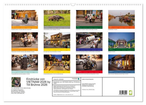 Produktbild: Eindr&uuml;cke von VIETNAM 2026 by Till Br&uuml;hne 2026 (Wandkalender 2026 DIN A2 quer), CALVENDO Monatskalender