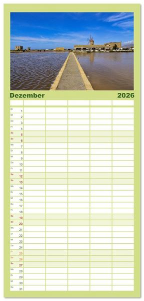 Produktbild: Familienplaner 2026 - Sizilien &ndash; von Cefal&ugrave; bis Trapani mit 5 Spalten (Wandkalender, 21 x 45 cm) CALVENDO