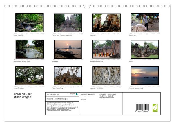 Produktbild: Thailand - auf stillen Wegen (Wandkalender 2026 DIN A3 quer), CALVENDO Monatskalender