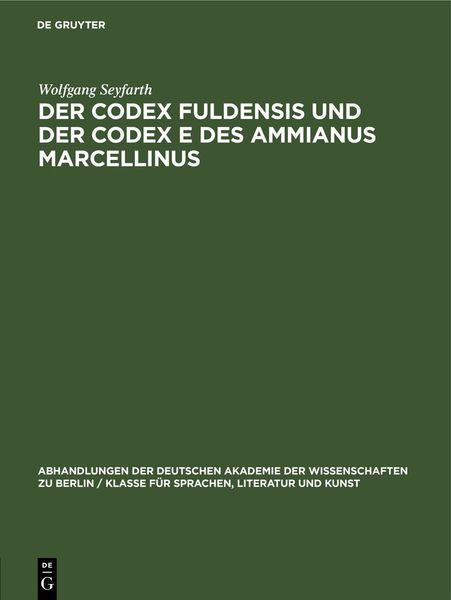 Produktbild: Der Codex Fuldensis und der Codex E des Ammianus Marcellinus