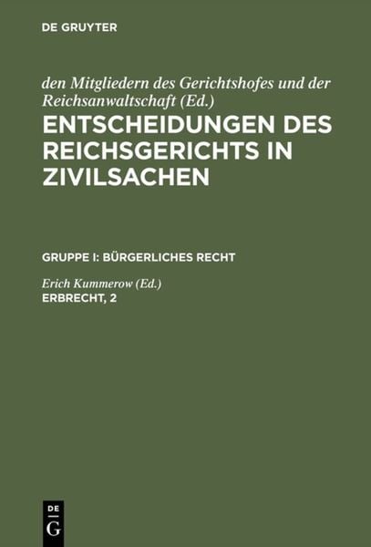 Produktbild: Entscheidungen des Reichsgerichts in Zivilsachen. B&uuml;rgerliches Recht / Erbrecht, 2