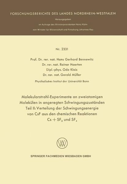 Produktbild: Molekularstrahl-Experimente an zweiatomigen Molek&uuml;len in angeregten Schwingungszust&auml;nden