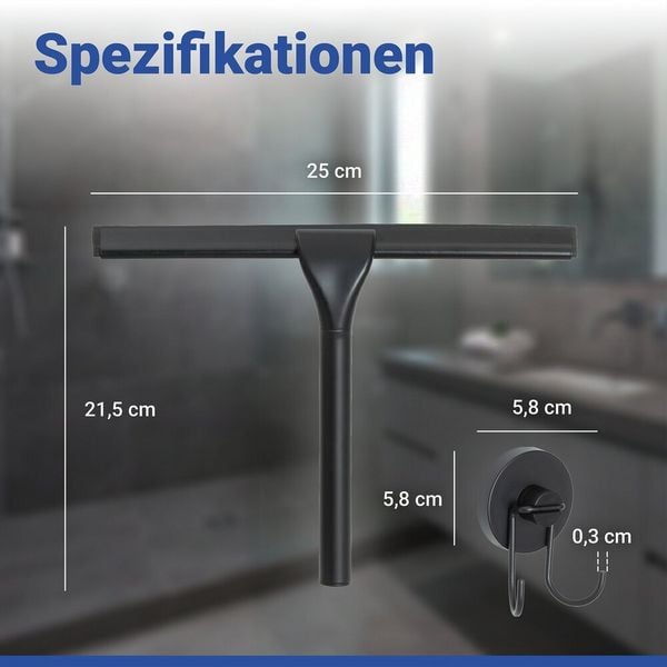 Produktbild: Vacuum-Loc&reg; Duschabzieher Schwarz, aus rostfreiem Edelstahl