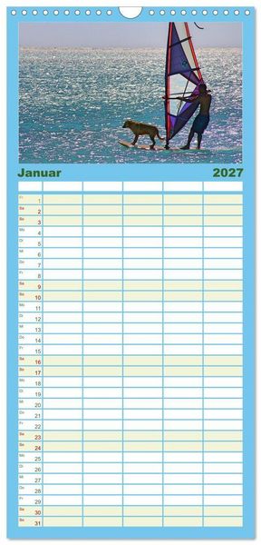 Produktbild: Familienplaner 2027 - Funsport Windsurfen mit 5 Spalten (Wandkalender, 21 x 45 cm) CALVENDO