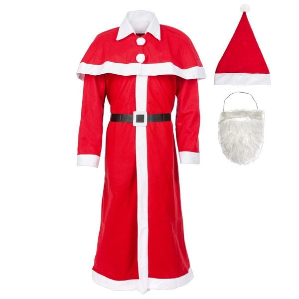 Produktbild: Idena Kost&uuml;m Weihnachtsmann mit Bart und M&uuml;tze 5-teilig Einheitsgr&ouml;&szlig;e 100% Polyester rot