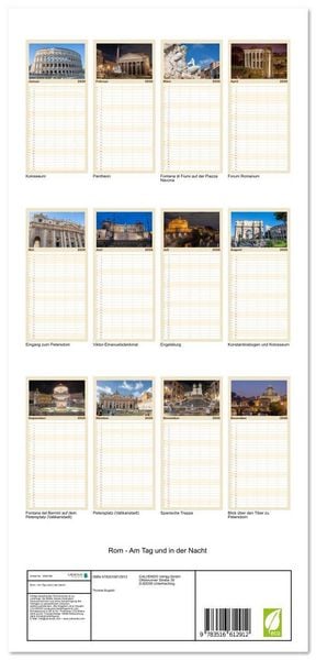 Produktbild: Familienplaner 2026 - Rom - Am Tag und in der Nacht mit 5 Spalten (Wandkalender, 21 x 45 cm) CALVENDO