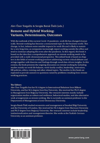 Produktbild: Remote and Hybrid Working: Variants, Determinants, Outcomes