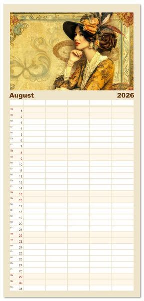Produktbild: Familienplaner 2026 - Die Epoche Art Nouveau - Mit eleganter Mode mit 5 Spalten (Wandkalender, 21 x 45 cm) CALVENDO