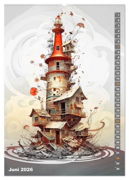 Produktbild: W&auml;chter der Meere - Surreale Architektur (hochwertiger Premium Wandkalender 2026 DIN A2 hoch), Kunstdruck in Hochglanz