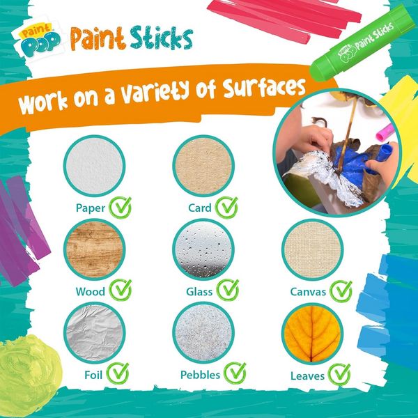 Produktbild: Paint Pop 362203 - Paint Pop: Paint Sticks 20-Pack Fun Tub, klassische Farben, Malstifte, Malset