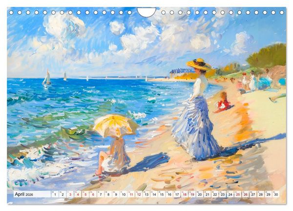 Produktbild: Ein Tag am Meer - Durch die Augen der Impressionisten (Wandkalender 2026 DIN A4 quer), CALVENDO Monatskalender