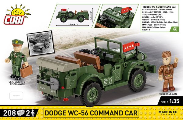 Produktbild: COBI Historical Collection 3111 - Dodge WC-56 Command Car, Bausatz 1:35, 208 Klemmbausteine/2 Spielfiguren