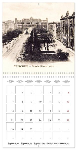 Produktbild: Promenade &agrave; travers Munich : Cartes postales historiques de la ville (Calendrier mural carr&eacute; 2026 30x30 cm) Calendrier double avec une page pour vos prises de notes