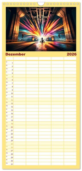 Produktbild: Familienplaner 2026 - Drummer - Color Splash Rhythms: Trommelschl&auml;ge und Farbexplosionen mit 5 Spalten (Wandkalender, 21 x 45 cm) CALVENDO