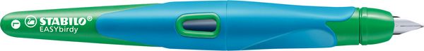 Produktbild: STABILO Ergonomischer Schulf&uuml;ller f&uuml;r Linksh&auml;nder mit Anf&auml;nger-Feder A -   EASYbirdy in himmelblau/grasgr&uuml;n - Einzelstift - inklusive Patrone