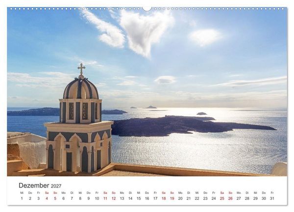 Produktbild: Santorini Fira & Firostefani (Wandkalender 2027 DIN A2 quer), CALVENDO Monatskalender