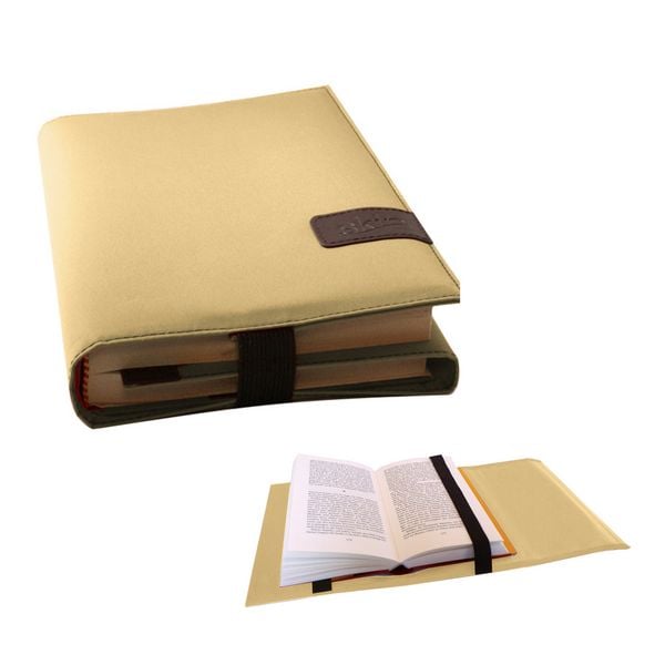 Produktbild: BookSKIN Buch Einband (Gr&ouml;&szlig;enverstellbar) in Elfenbein-Beige mit Lesezeichen