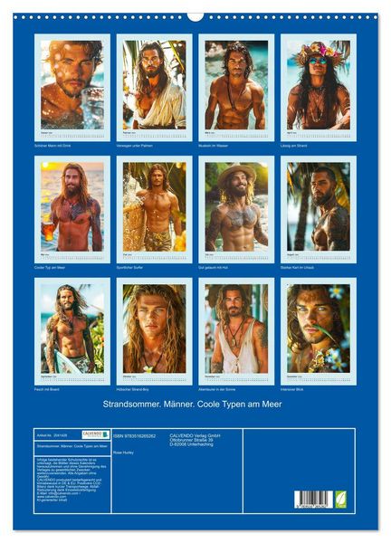 Produktbild: Strandsommer. M&auml;nner. Coole Typen am Meer (Wandkalender 2026 DIN A2 hoch), CALVENDO Monatskalender