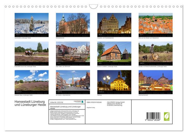 Produktbild: Hansestadt L&uuml;neburg und L&uuml;neburger Heide (Wandkalender 2026 DIN A3 quer), CALVENDO Monatskalender