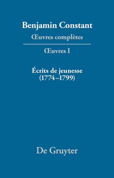 Produktbild: &Eacute;crits de jeunesse (1774&ndash;1799)