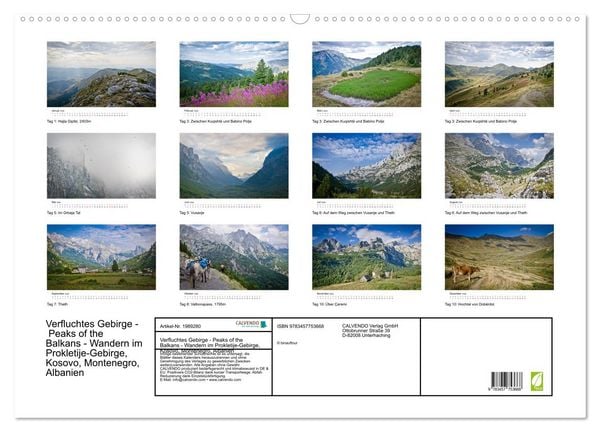 Produktbild: Verfluchtes Gebirge - Peaks of the Balkans - Wandern im Prokletije-Gebirge, Kosovo, Montenegro, Albanien (Wandkalender 2026 DIN A2 quer), CALVENDO Monatskalender