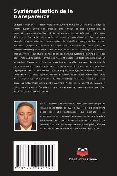 Produktbild: Syst&eacute;matisation de la transparence