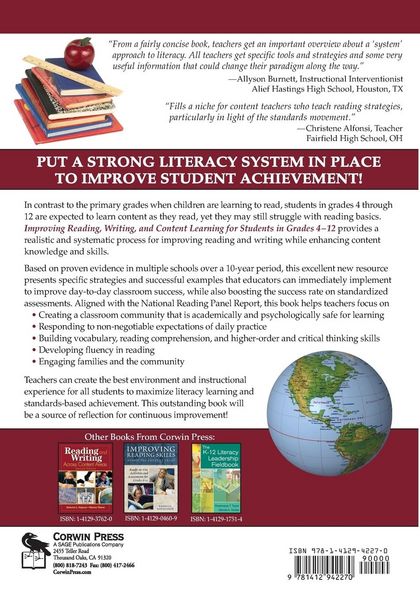 Produktbild: Improving Reading, Writing, and Content Learning for Students in Grades 4-12
