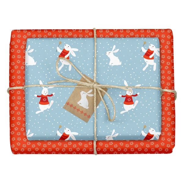 Produktbild: Geschenkpapier Set Weihnachten: Schneehase (f&uuml;r Kinder)