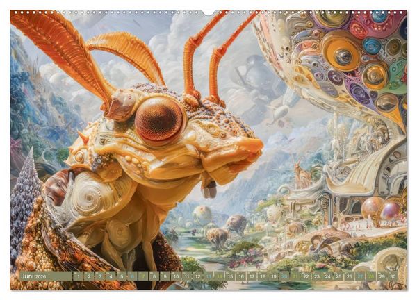 Produktbild: Insektenplanet - Surrealer Science-Fiction (Wandkalender 2026 DIN A2 quer), CALVENDO Monatskalender