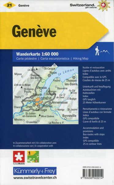 Produktbild: KuF Schweiz Wanderkarte 21 Gen&egrave;ve