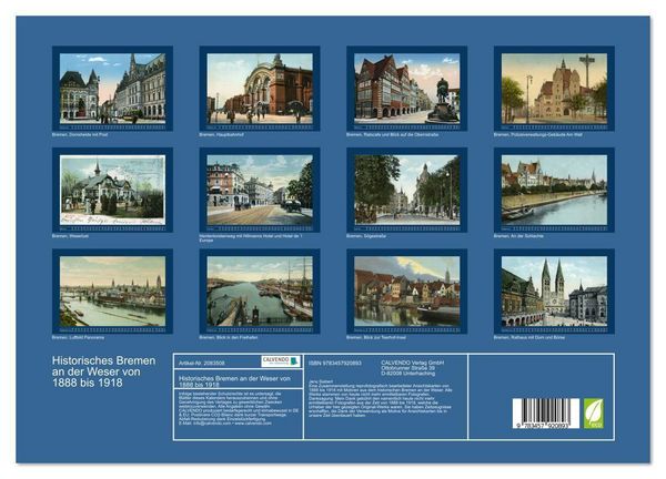 Produktbild: Historisches Bremen an der Weser von 1888 bis 1918 (Wandkalender 2026 DIN A3 quer), CALVENDO Monatskalender