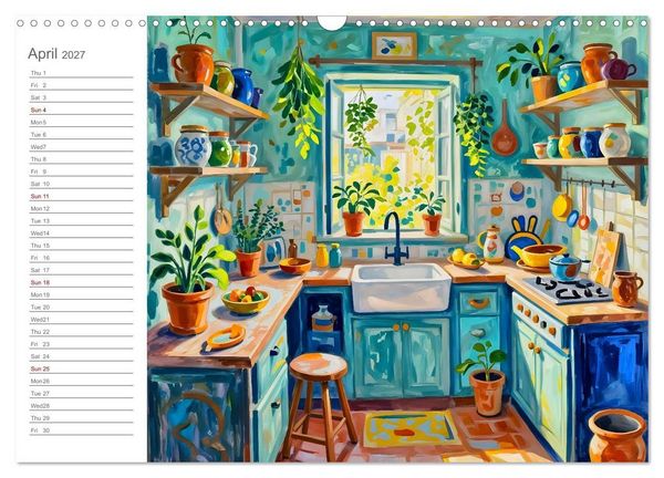 Produktbild: Painted Kitchen Moments - Twelve expressive interiors (Wall Calendar 2027 DIN A3 landscape), CALVENDO 12 Month Wall Calendar