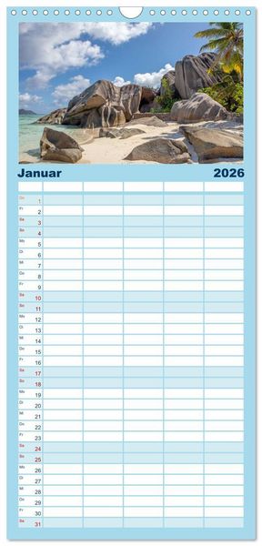 Produktbild: Familienplaner 2026 - Seychellen - Trauminseln im Indischen Ozean mit 5 Spalten (Wandkalender, 21 x 45 cm) CALVENDO
