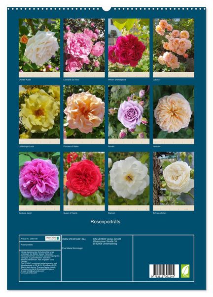 Produktbild: Rosenportr&auml;ts (Wandkalender 2026 DIN A2 hoch), CALVENDO Monatskalender