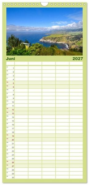 Produktbild: Familienplaner 2027 - Azoreninsel S&atilde;o Miguel mit 5 Spalten (Wandkalender, 21 x 45 cm) CALVENDO
