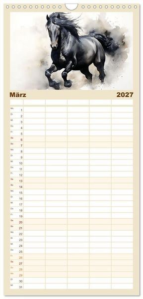Produktbild: Familienplaner 2027 - Kraftpakete in Aquarell mit 5 Spalten (Wandkalender, 21 x 45 cm) CALVENDO