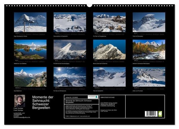 Produktbild: Momente der Sehnsucht: Schweizer Bergwelten (Wandkalender 2026 DIN A2 quer), CALVENDO Monatskalender