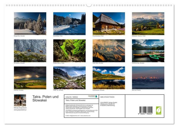 Produktbild: Tatra. Polen und Slowakei (hochwertiger Premium Wandkalender 2026 DIN A2 quer), Kunstdruck in Hochglanz