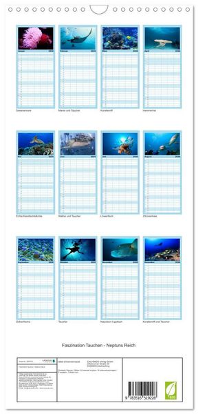 Produktbild: Familienplaner 2026 - Faszination Tauchen - Neptuns Reich mit 5 Spalten (Wandkalender, 21 x 45 cm) CALVENDO