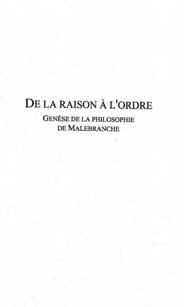 Produktbild: De la raison a l'ordre