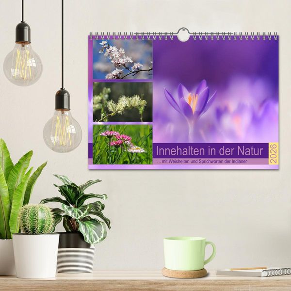 Produktbild: Innehalten in der Natur ... mit Weisheiten und Sprichworten der Indianer (Wandkalender 2026 DIN A4 quer), CALVENDO Monatskalender